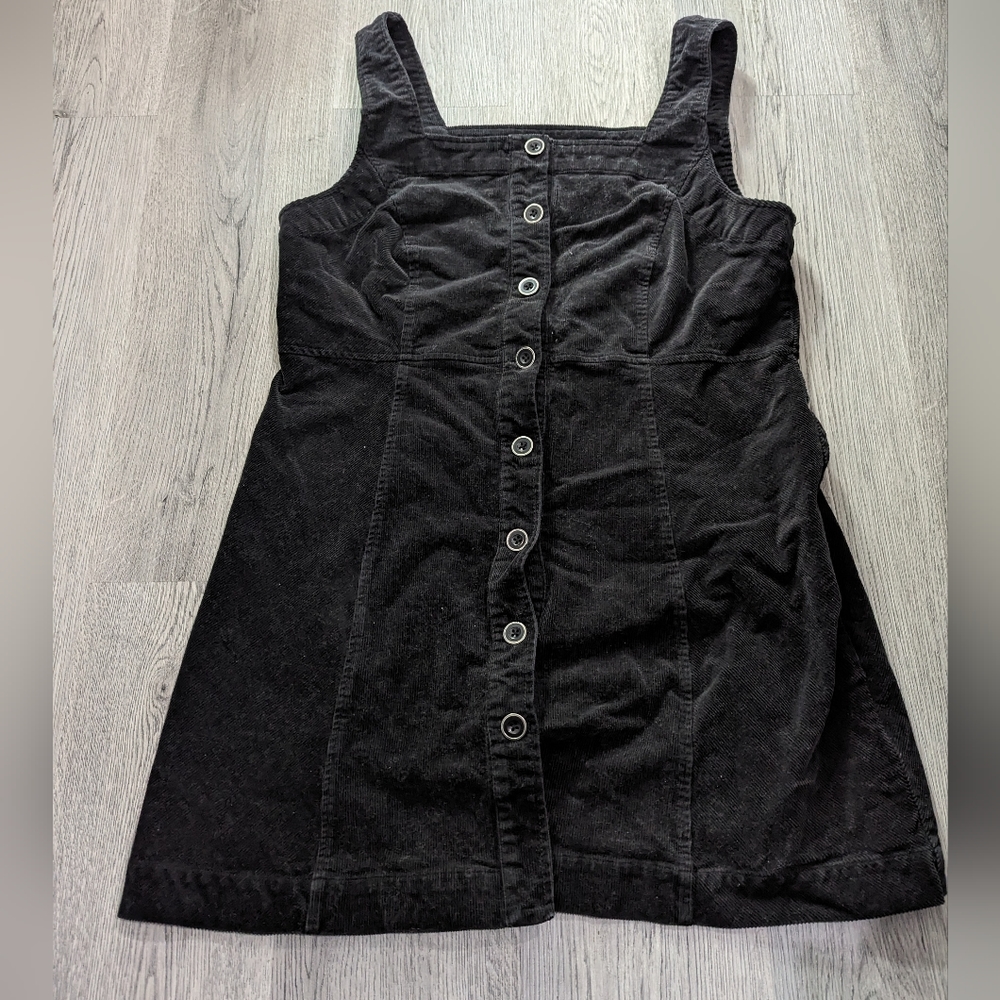 A Mtl 1989 Black Corduroy Jumper Pinafore Size 10 Goth Academia